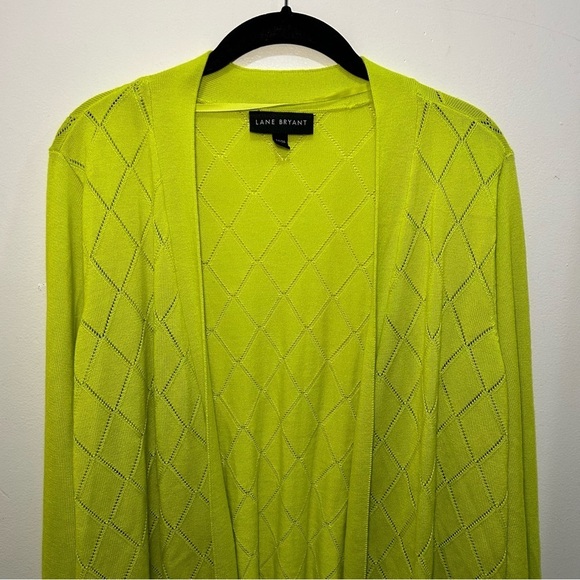 Lane Bryant Green Knit Open-Front Long Sleeve Open Front Cardigan Size 14/16 - Picture 3 of 11